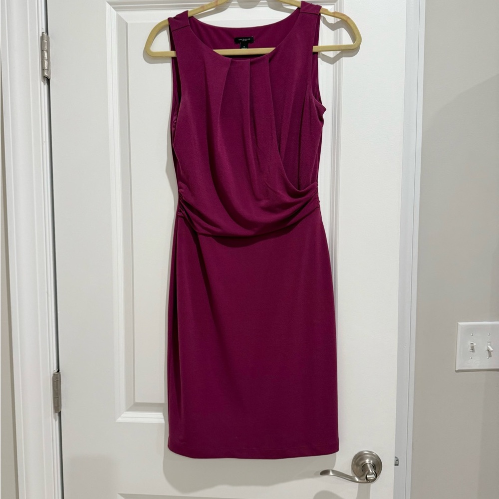 Ann Taylor Pink Ruched Sheath Dress Midi